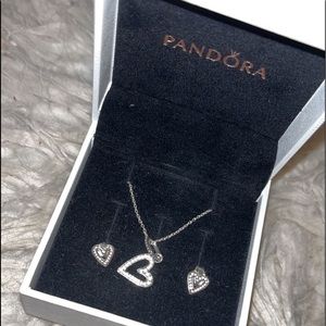 Free hand Pandora earrings and necklace. Must be bought together